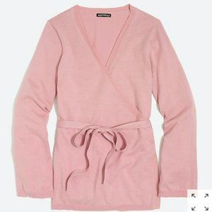 J.Crew sz M Wrap Tie Plush Pink Cardigan Sweater
